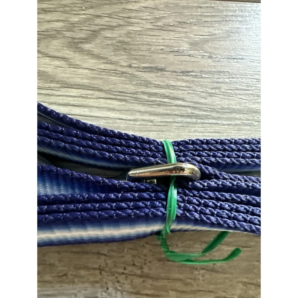 Blue Ombre Nylon Dog Leash 4ft Braided Gradient‎ Navy White Silver Swivel Hook